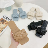Women Slippers 2021 Hot Women Weave Slippers Flat Shoes Fashion Leisure Shoes Blue Beach Shoe Charm Office Women