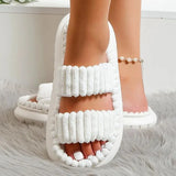 Women's Indoor Furry Thick Sole Slippers Fashion Fluffy Double Strap Home Slippers Women 2023 Winter Open Toe Platform