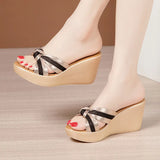 Women With Golden High Heels And Sandals 2023 Summer New Muffin Thick Bottom Large Size Fish Mouth Fashionable Fishmouth
