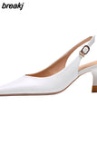 Size 34-40 Women Sandals 2023 Genuine Leather Sexy Thin Heels Shoes For Women Backsling Summer Sandalias Office