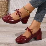 Breakj Bow Mary Jane Single Shoes 2025 New Spring Coarse Temperament With Skirt Small Leather