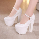 Catwalk Model Catwalk Shoes Female Super High Heels 15Cm Thick Heel Waterproof Platform Round Head Nightclub Single Shoe