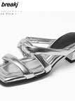 Size 33-40 Women Sandals Real Leather High Heels Slippers Summer Shoes For Women Soft 2023 Fashion Party Heeled