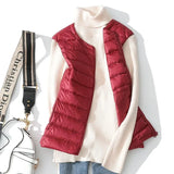 2023 Women Women Ultra Light Down Vests Slim Sleeveless Jacket Portable Girl Lightweight Windproof Waistcoat size 8XL