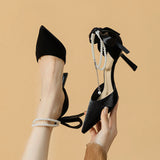 Breakj Jane High-Heeled Women Hollow Sharp Tip Sheel 2025 New Summer Strap Fashion High-End Nude