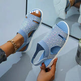 Breakj Women's Shoes Summer New Flying Hot Drill Breathable Solid Water Drill Beach Shoes Lightweight Large Women's