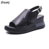 New Women's Platform Wedge Sandals New Summer High-heeled Fish Mouth Women's Shoes Soft Leather Heightened Platform