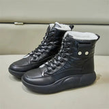 Winter Leather Snow Boots for Women 2024 New Plus Velvet Thick Bottom Shoe Waterproof Platform sneaker Woman