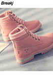 Women Boots PU Leather Ankle Boots Thicken Warm Rubber Women Shoes Lace Up Platform Motorcycle Boots Woman Botas