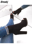 Women Zip Peep Toe Leopard Ankle Boots Autumn New Ladies Snake Pattern Platform Thick High Heels Female Fashion Spring