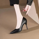 Breakj Heels Black Fine Heel Professional Shoes Comfortable Pointed Temperament Commuter Flight Attendant Interview Work Shoes Women Fashion Single