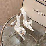 Yard Station Flowers Decorated With Pointed Flat Heel High Heel