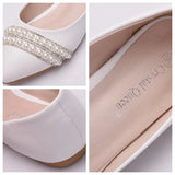 Breakj Wedding Shoes Crystal Shoes Wedding Dress Wedding Dress Comfortable Korean Version Of Tuxed Pearl Water Diamond Dinner White Women
