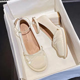 Breakj Red Single Shoes Women 2025 Spring And Summer New Super Fire French Retro Pearl High Heeled Quality Mary Precious