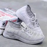 Style Casual Women's Sports Vulcanize Shoes Mesh Breathable Flying Woven Soft Sole Walking Platform Sneakers Women Tennis