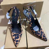 Breakj New Niche Fashion Shoes Leopard Print Sharp High-Heeled Muller