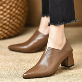 Breakj Mouth High Heels Tips In The Heel Single Shoes 2025 Spring And Autumn New Fashion Thick Heel Temperament Soft Leather Single