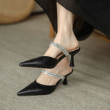 Breakj Sandals Fine Heel 2025 Spring And Summer New Word With Pointed High Heels Water Drill High Heel Slippers
