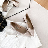 Breakj Temperament Small Fragrant Evening Wind Tip Single Shoes Women Shallow Mouth 2025 New Spring And Autumn Flat Bottom Shoes Rivet