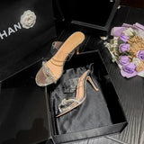 Breakj The Summer Of 2025, The New Sandals Water Drill Kinesi High Heel Wearing Transparent Word With Fine Round Head Cool