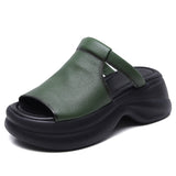 Breakj Cowflin Retro Hand-Made Leather-Bottomed Slippers Women's New Summer Wear Light-Discreed Cool