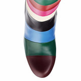 And Winter Boots Big Brand Collision Color Matching Square Root Women's Boots Rainbow Direct Sales Originally Simple