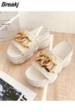 Slippers Heels Slipers Women Slides Fashion Platform High Soft 2023 Luxury Flat Rubber Casual PU Leisure Shoes Women