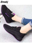 Style Casual Women's Sports Vulcanize Shoes Mesh Breathable Flying Woven Soft Sole Walking Platform Sneakers Women Tennis