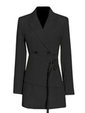 Asymmetrical Slim Blazer For Women Notched Collar Long Sleeve Solid Blazers Female Spring Clothing Style New