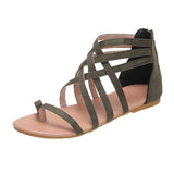 Sandals 2023 Summer New Multi-Color Large-Size Sandals Women's Suede Open-Toe One-Word Buckle Flat