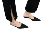 Half Slippers Female Summer New Style 2023 Thin Heel Pointed Lazy People Wear Low Heel Set Foot Muller Shoes Cool Drag