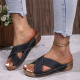 Breakj New Large Size Leather Bread With Thick Bottom Crocs Light Good Wear Sandals Women
