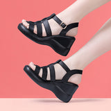 Heel Heel Fish Mouth Sandals Women 2023 Summer New Muffin Thick Bottom Waterproof Platform Full-Size Hollowed-Out