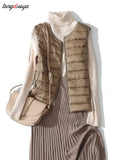 2023 Women Women Ultra Light Down Vests Slim Sleeveless Jacket Portable Girl Lightweight Windproof Waistcoat size 8XL