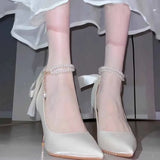 Breakj High Heels Femininity Sexy Cheongsam Shoes Dress Shoes Women White Gentle Wedding Shoes Bridal