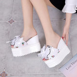 Shoes Lady Butterfly-Knot Ladies' Slippers Slipers Women Luxury Slides On A Wedge Platform Soft 2024