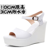 Breakj Layer Of Cow Skin Summer New Thick-Bottomed Beach 11CM Slopes And Women's Sandals High Heel Waterproof Table Comfortable Pine Pastry Fish Mouth
