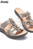 Sandals Women 2023 New Flower Wedge Platform Orthopedics Shoes Retro Rome Casual Comfortable Peep Toe Sandalias De