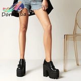 Large Size 44 Female Pumps Black Buckle High Heel Platform Pumpf For Women 2022 New Thick Bottom Punk Goth
