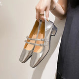 Spring New Women Shoes Fashion Square Toe Shallow Ladies Mary Jane Ballerinas Vintage Style Low-heeled Casual Single