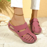 Breakj Casual Women's Slopes And New Sandals Women's Round Head Hollow Summer Bun With Cool