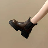 Real Soft Leather Chelsea Short Boots Fall 2024 New British Chimney Boots Muffin Thick-Soled Martin