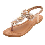 women Ladies Summer Bohemia Beach Sandals Crystal Casual Elastic Band Flat Shoes Open Toe Shoes woman Flip