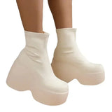 Shoes for Women 2023 New Round Toe Boots Plus Size Punk Gothic Shoes Comfortable Wedge Female Ankle Boots Botas