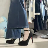 Breakj High-Heeled Shoes Design Niche Professional Single Shoes Waterproof Platform British Style Retro 2025 Ultra-Commuting
