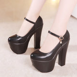Catwalk Model Catwalk Shoes Female Super High Heels 15Cm Thick Heel Waterproof Platform Round Head Nightclub Single Shoe
