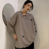 bottoming shirt tide hole sweater women loose Korean vintage vintage super fire cec upper clothes bottoming thin