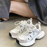 Breakj Luth's Same Silver-Thick Old Father Girl 2025 Summer Breathable Height Up Casual Sneakers In