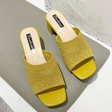 Slippers 2022 summer Fashion Fly Weave Outdoor Sandals Women Closed Toe Comfort Slippers Women Medium Heel