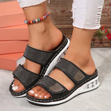 Breakj New Summer Women Thick Bottom Slippers Water Drill With Thick Bottom Air Cushion Slope And Flat Bottom Slippers